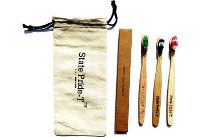 State Pride - T white-Blue,red-white and green Hard Toothbrush