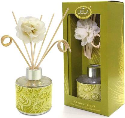 LIELA Lemon Grass Fragrance Oil with Designer Reed Sticks Diffuser Set Lemon Grass Fragrance Oil with Designer Reed Sticks