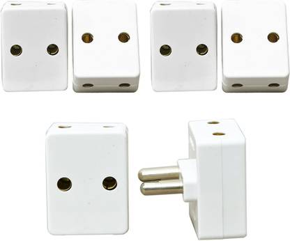 HI-PLASST 6PCS- 3 WAY 2 PIN TRAVELLER Multiplug, with 3 Sockets 6 A Two Pin Socket
