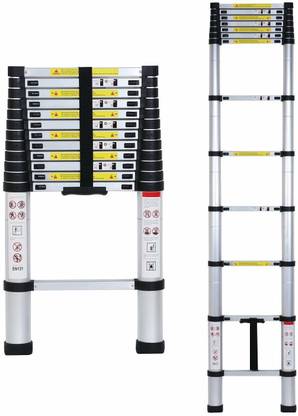 Inditradition Ultra-Stable Telescopic Ladder, Folding Step Ladder, Aluminium, 2.6 Meter Aluminium Ladder