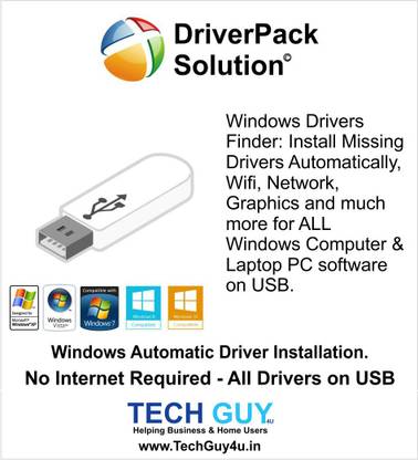 TechGuy4u Windows Drivers Finder: Install Missing Drivers Automatically, Wifi, Network, Graphics and much more for ALL Windows Computer & Laptop PC software on 16 GB USB.