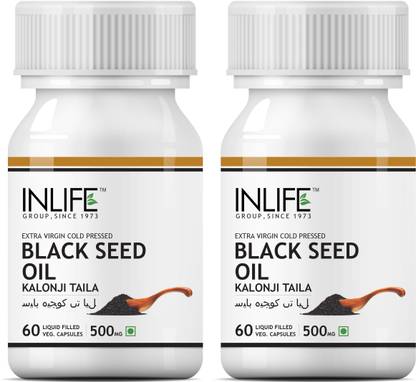 INLIFE Black Seed Oil, Extra Virgin Cold Pressed Vegetarian 60 Capsules (2 Pack)