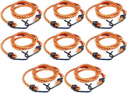 FLAIR Multicolour 4 Feet Elastic Rope with Metal Hook (Pack of 8) Bungee Cord