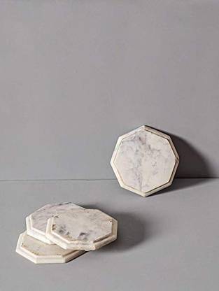 CASA DECOR Hexagon Marble Coaster Set