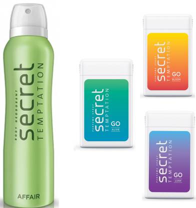 Secret Temptation GO ALIVE +BLOOM+LUSH 18 ML+AFFAIR 150 ML Body Spray  -  For Women