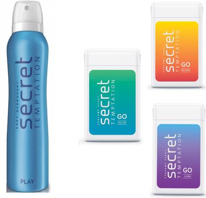 Secret Temptation GO ALIVE +BLOOM+LUSH 18 ML+PLAY 150 ML Body Spray  -  For Women