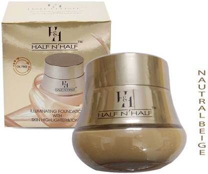 Half N Half 1 ILLUMINATING FOUNDATION WITH SKIN HIGHLIGHTER & TONER (NATURAL BEIGE SHADE NO 1) Foundation