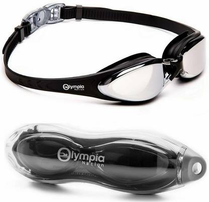 Olympic Nation Pro Swim Goggles - Black With Mirrored Lenses Swimming Goggles