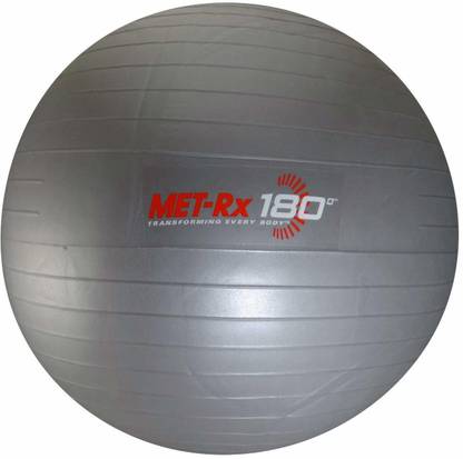 Met Rx 180 Grey Fitness Exercise Ball With Pump - Transforming Every Body - Gym Ball