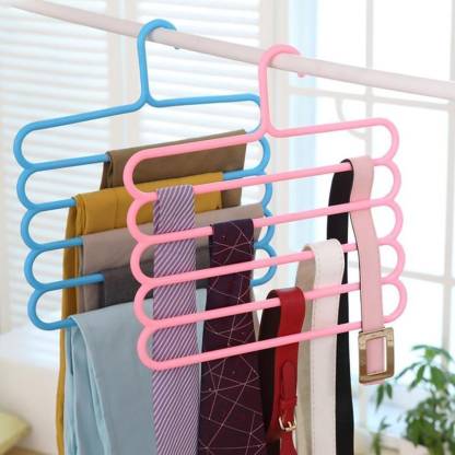 ARYA 3 Layer Plastic Pants Clothes Hanger Wardrobe Storage Organizer Rack Plastic Dress Pack of 6 Hangers For  Dress