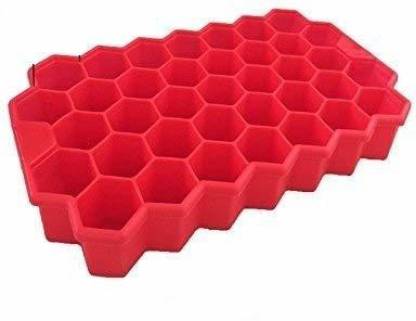 Harmony shopee Silicone Honeycomb Shape Ice Cube Tray with Lid 37 Grids Eco-Friendly Red Plastic Ice Cube Tray