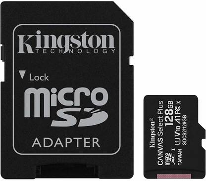 KINGSTON SDCS2/128GBIN Canvas Select Plus A1 128 GB MicroSDXC Class 10 100 MB/s  Memory Card Compatible with Mobile