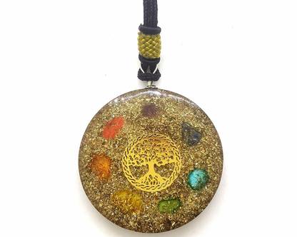 Orgonite Shop Seven Chakra Tree of Life Orgone Pendant Crystal, Stone Pendant