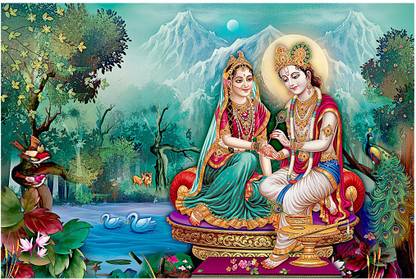 god & god's 91.44 cm Canvas HD Digital Painting 2592 Self Adhesive Sticker