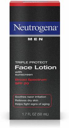 NEUTROGENA Sunscreen - SPF 50 Men Triple Protect Face Lotion With Sunscreen SPF 20