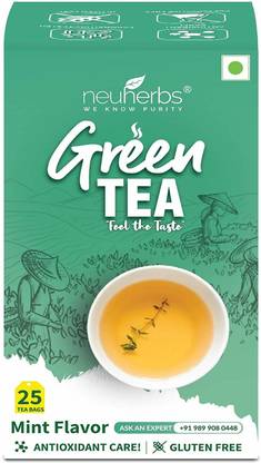 Neuherbs Green Tea for Weight Management with Mint Flavour 25 Tea Bags Mint Green Tea Bags Box