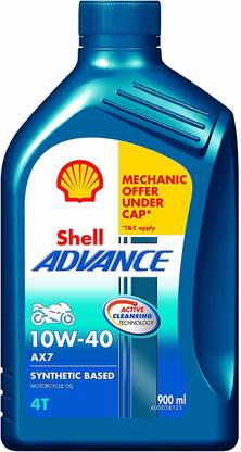Shell 550046861 Advance AX7 10W-40 API SM Semi Synthetic Engine Oil (900 ml) Synthetic Blend Engine Oil