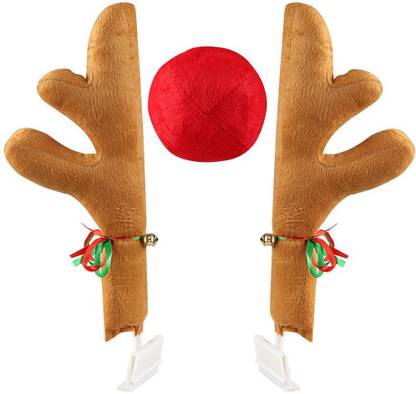 EMERGE Christmas Decorations Jingle Bell Reindeer Car Kit- for Window Top and Front Grill- Pack of 3- Christmas Reindeer Vehicle Costume Christmas Tree Candles Pack of 3