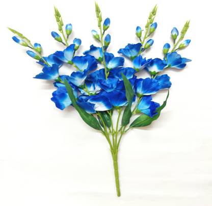 artificial hub Gladiolus Bouquet Bunch Blue, White Orchids Artificial Flower