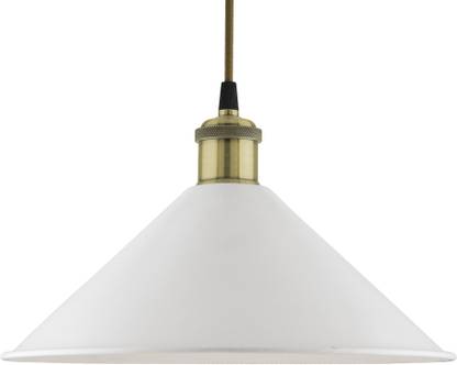 Homesake Industrial White Barn Cone Metal Bulb Iron Cone Vintage Hanging Ceiling Pendant Light Edison filament Holder Decorative Lamp Shade, Antique Gold Pendant Lamp Ceiling Lamp