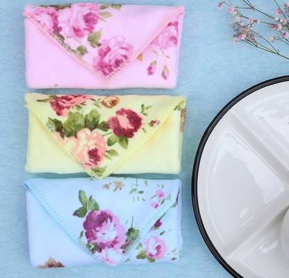 Magnusdeal Set of 3 Microfiber Face Towel Flower Design - Soft, Fast Drying Cleaning Towel,Fit for Multi-Purpose Exfoliating, Highly Absorbent Extra for Hand, Gym, Spa &Travel or General House Cleaning- 3 Pcs- Size 30*30 CM Wet and Dry Microfibre Cleaning Cloth