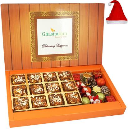 Ghasitaram Gifts Christmas-Sugarfree Figs and Dates Bites with Christams Decor Combo