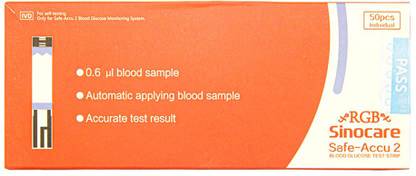RGB Sinocare Safe-Accu 2 Blood Glucose Test Strip 50 Glucometer Strips