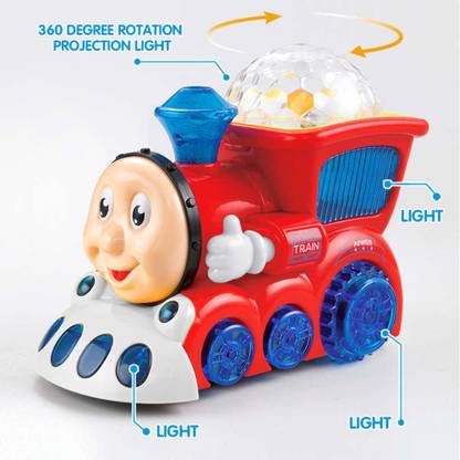 Learn With Fun Musical Train Engine Toy with 4D Flashing Lighting Crystal Ball Sound Beautiful Shape for Boys Girls Kids