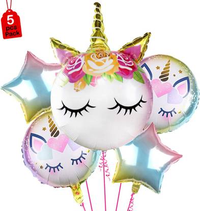Party Propz Printed Set of 5 Unicorn Balloons Combo for Unicorn Theme Party Decorations/Unicorn Theme Party Supplies Balloon