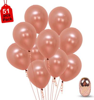 Prihit Set of 51 Pcs Rose Gold Balloons Combo for Rose Gold Decoration