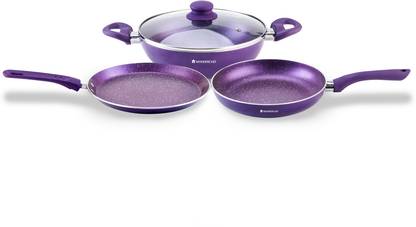 WONDERCHEF Orchid Induction Bottom Non-Stick Coated Cookware Set