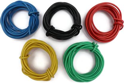 Electronic Spices Single Core Breadboard Jumper Hookup Wire"Pure Copper" Breadboard Wire 1 sq/mm Red, Yellow, Blue, Green, Black 2 m Wire