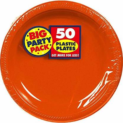 Amscan Big Party Pack 50 Count Plastic Lunch Plates Dinner Plate