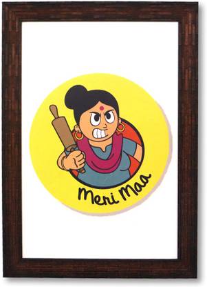 Meri maa washable poster with frames poster for living room Paper Print