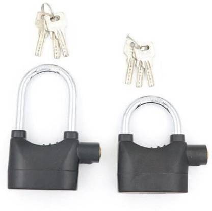 Manki Fashion Anti Theft System Security Pad Lock with Burglar Smart Alarm Siren Motion Sensor Secure for Home Door gate Cycle Shop Bike Office Shutter (Black)(Pack of 2) Safety Lock