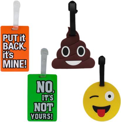 Tootpado Luggage Tags Travel Tag For Suitcase Backpack and School Bags - Emoji and Funny Quotes (Pack of 4) (CLNT71) Luggage Tag
