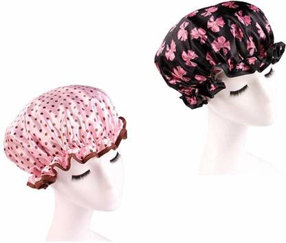 Mydio Double Layer Satin Lined Shower Cap for Women