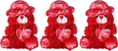 God Bless Best Combo Offer CUTE RED CAP TEDDY 32CM - 32 cm (Red)(Pack Of 3)  - 32 cm