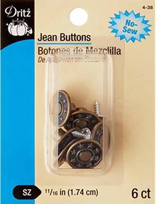 Dritz No-Sew Jean Brass Buttons