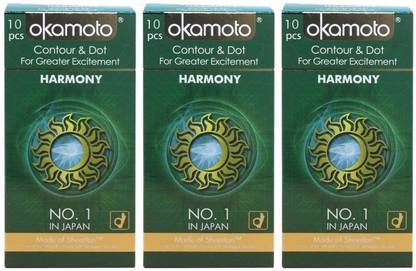 okamoto Harmony Contour and Dot For Greater Excitement Sheerlon Condom