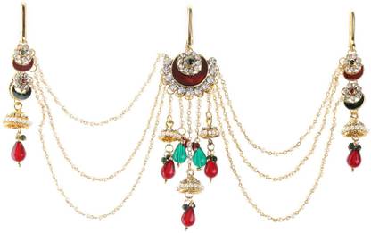 payal jewellery PJ Designer Gold Plated Resin Hair Brooch/Juda for Women/Girls Hair Chain