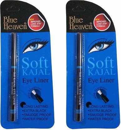 BLUE HEAVEN Black Soft Kajal Water Proof Eyeliner (Pack of 2) 0.31g Each