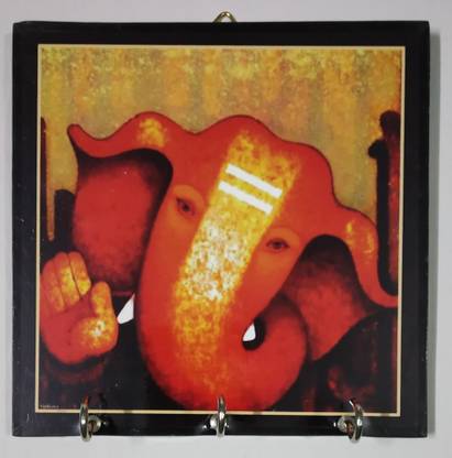 Vidhata Cute Ganesh 6x6 inch Microfibre Key Holder
