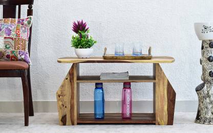 SamDecors Solid Sheesham Wood (Rosewood) Bella Side Table/Magazine Rack (Lacquer Finish, Natural Teak/Two Tone) Solid Wood Side Table