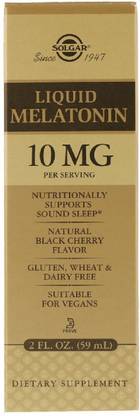 Solgar Liquid Melatonin, Natural Black Cherry Flavor, 10 mg, 2 fl oz (59 ml)
