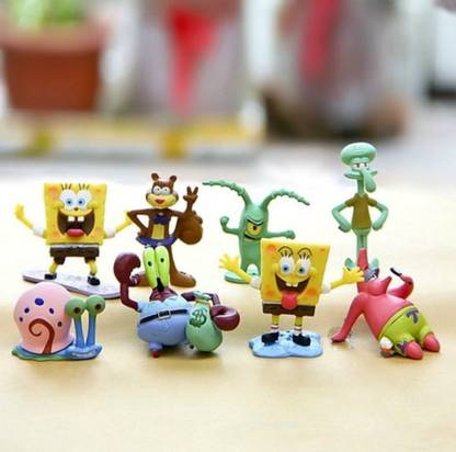 Toy Mela 8 pcs Spongebob Squarepants Action Figure Set Spongebob, Patrick, Squiward, Sandy, Cheeks, Mr. Krabs, Plankton, Gary 3-7cms Cake Toppers