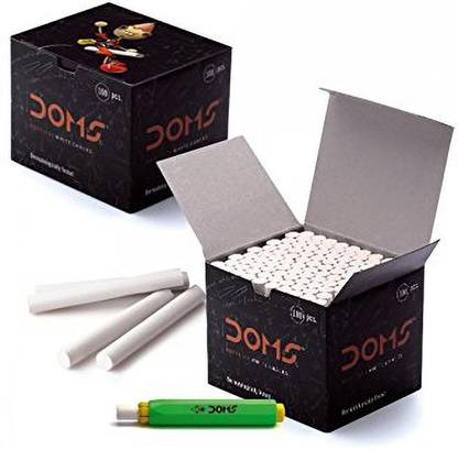 DOMS White Dustless Chalk, Pack of 100 pcs Board Chalk