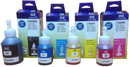 NICE I Ink Refill for Brother T Series BT6000BK / BT5000 Compatible DCP-T300, T500W, T700W, MFC-T800W (Black, Cyan, Yellow, Magenta) Multi Color Ink Bottle (Black, Cyan, Yellow, Magenta) Black + Tri Color Combo Pack Ink Bottle