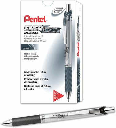 PENTEL EnerGize Mechanical Pencil (0.5mm) Black Accents, Box of 12 Pencil