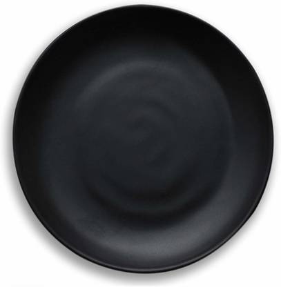 SEPARATE WAY Handmade Plain Ceramic/Stoneware Dinner Plate (10 inches, Royal Matt Black) Dinner Plate